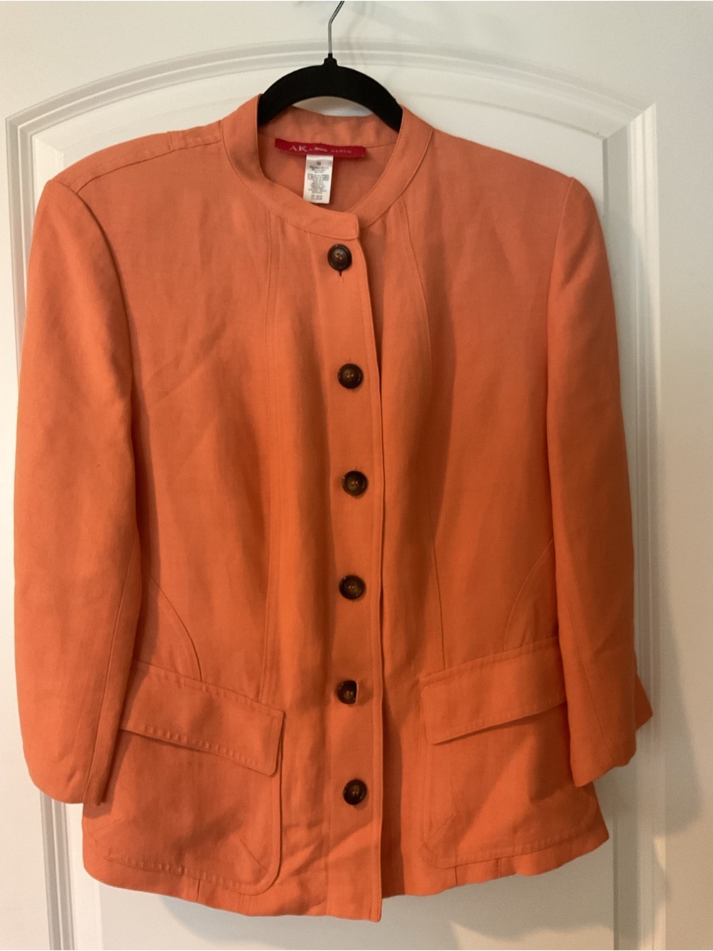 Anne Klein Coral-Orange Button Front Women's Blazer